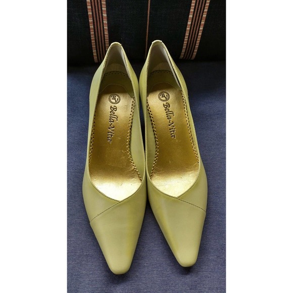 WOMEN'S BELLA VITA WOW LEATHER PUMPS HEELS DRESS SHOES LIGHT GREEN SIZE‎ 7 - Picture 1 of 8